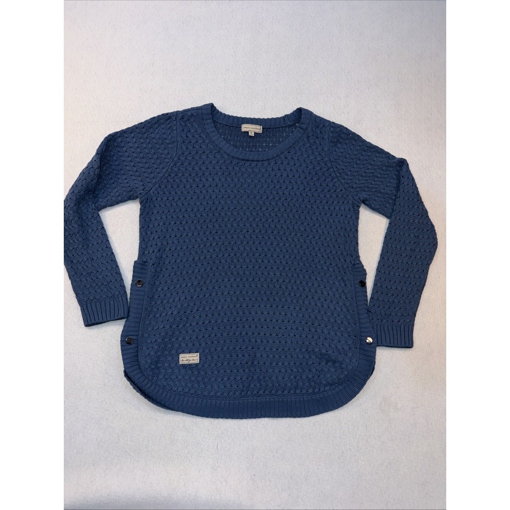 Simply Southern Side Button Blue Knit Tunic Sweater Long Sleeve Size Small